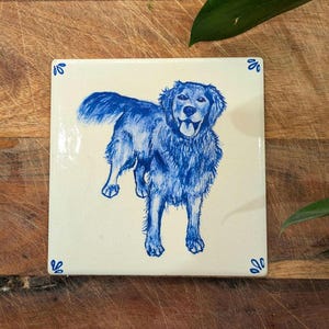 Hand-Painted Custom Pet Portrait on a 4" x 4" Ceramic Tile
