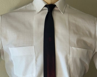 Vintage MENS 100000 Chemises Cravate red & black square cut skinny tie, circa 50s-60s, (made in France?)