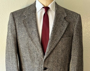 Vintage MENS Harris Tweed for Club Room black & gray wool jacket, sport coat or blazer, size 38R