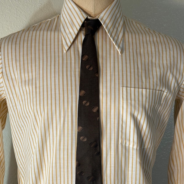 Vintage MENS Christian Dior brown & black polka dot skinny tie, probably circa 80s