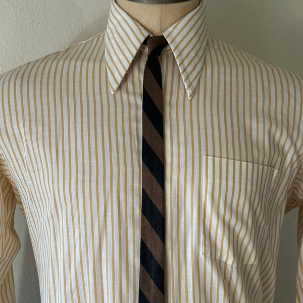 Vintage MENS Majesty brown and black diagonal striped super skinny tie, circa 50s-60s