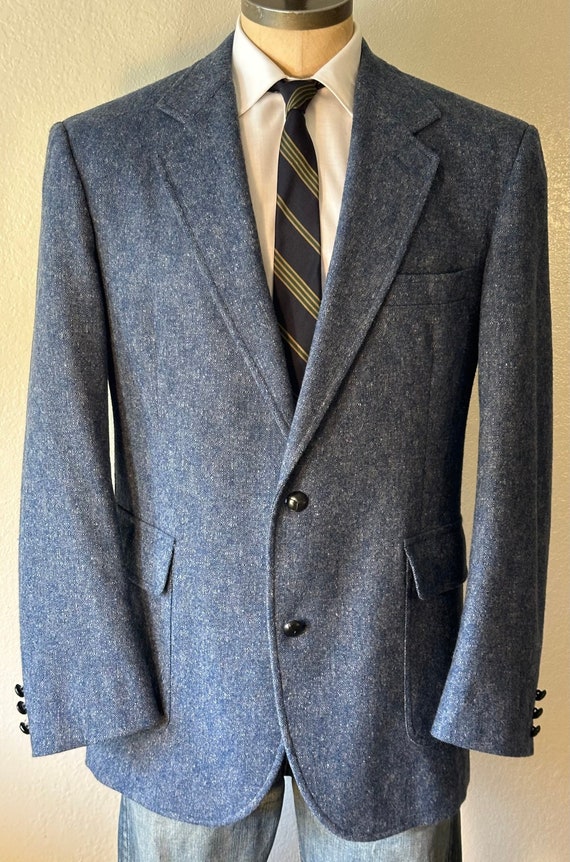 Vintage MENS Pendleton blue & gray wool tweed jack