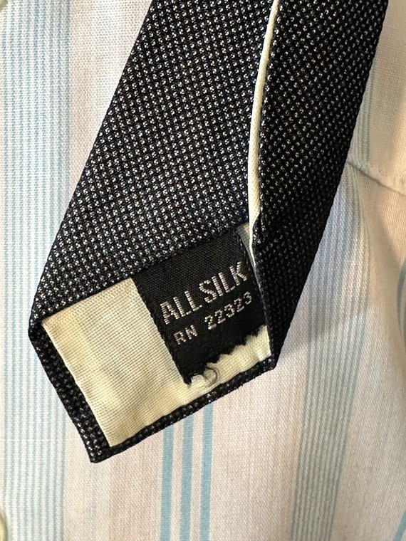 Vintage MENS blue & black skinny tie, circa 50s-6… - image 7