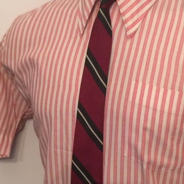 Negro, rojo y blanco diagonal rayas flaco empate de vintage para hombre Haband, circa 50s-60s