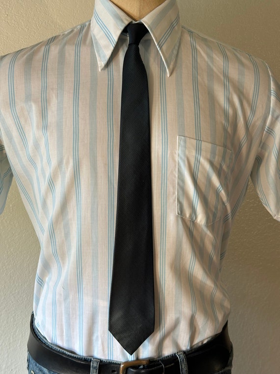 Vintage MENS blue & black skinny tie, circa 50s-6… - image 1