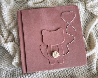 Personalized Suede Baby Girl Memory Book, Custom First Year Album, Gift For Parents, Journal For Newborn, Baby Shower Gift,Milestone Journal