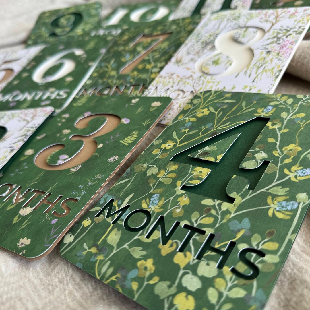 3D Woodland Baby Milestone Cards – Botanical Forest First Year Set (1 ...