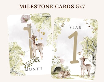 Watercolor Baby Monthly Milestone Cards, Gender Neutral Cards, Baby Milestone Set, Newborn Photo Prop, Baby Shower Gift, Milestone Markers