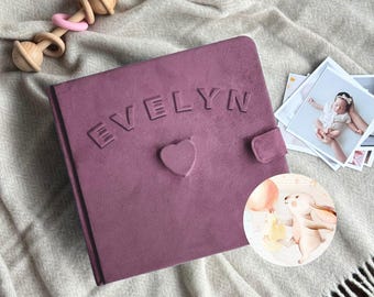 Handmade Baby Memory Book, Baby's First Year, Personalized Photo Album, Milestone Journal, Gift For Parents, Named Keepsake for Newborn