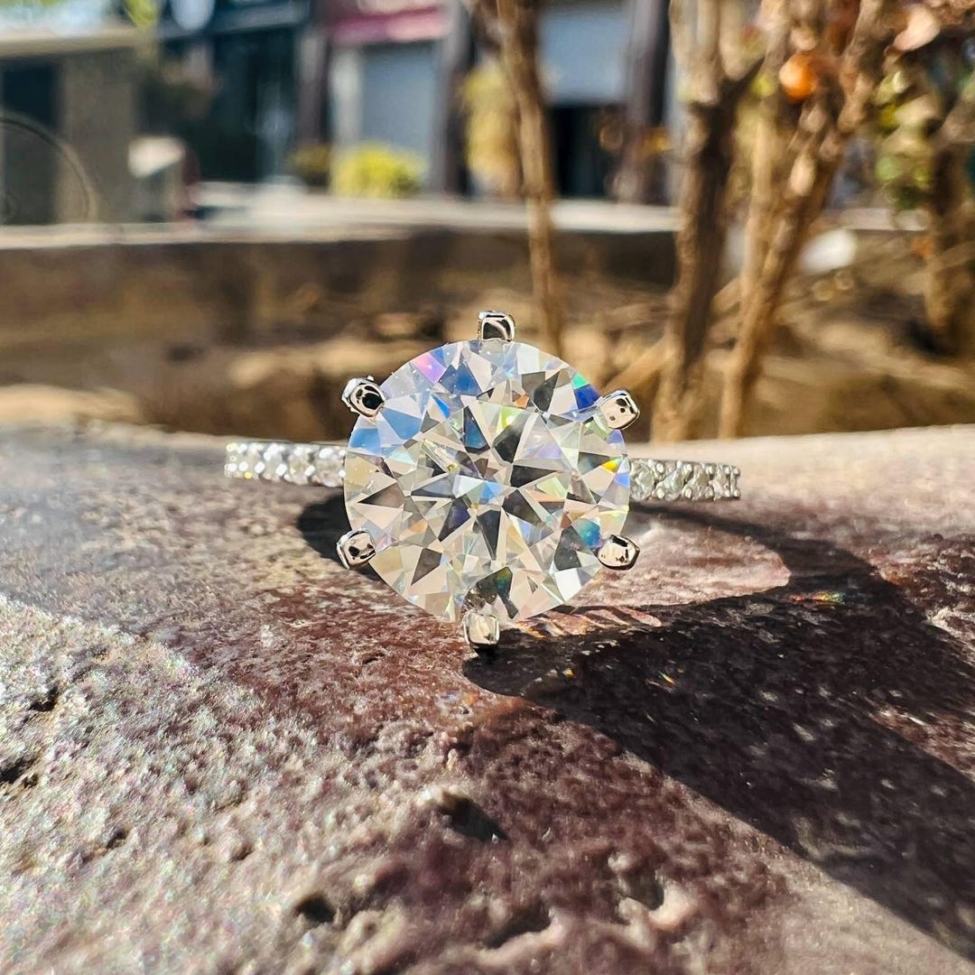 3 CT Round Cut Moissanite Engagement Ring | 14K White Gold Wedding Ring ...