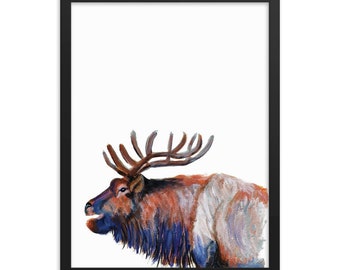 Bull Elk Framed poster, Wild Life Bull Elk Framed Poster