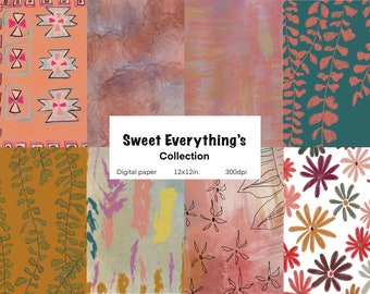 Sweet Everything’s Collection, Unique Printable Paper Collection for Creative Journals, Scrapbooking, and Art Projects!