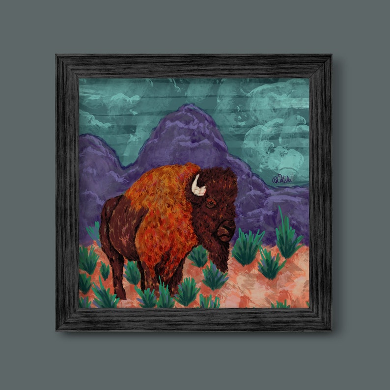 Buffalo Landscape Wall Art, Buffalo Digital Art Print, Buffalo Home