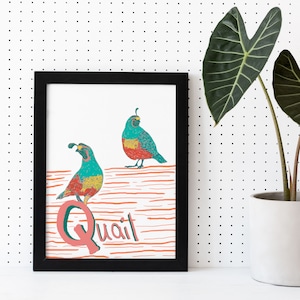 California Quail, Colorful California Quail, Nursery Quail Art, Wild Quail Wall Art