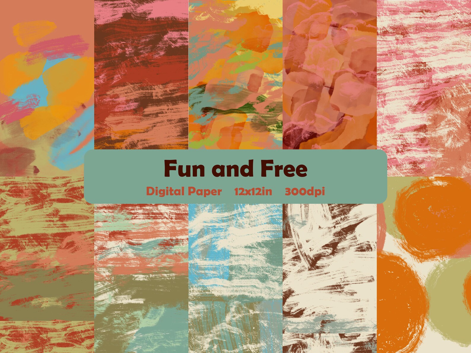 Fun Pappers Fun and Free Collection Digital Paper 12x12 Inch, Digital Collage Paper ...