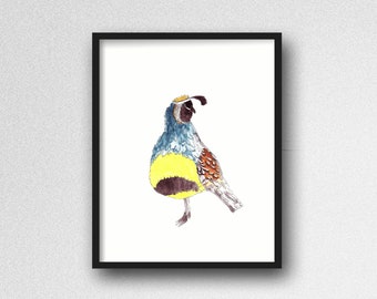 Quail Bird Instant Download Digital Art Print. Bird Wall Art. Wild Life Art Print.