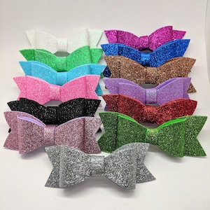 Glittered Hair Bow Barettes Felt Foam