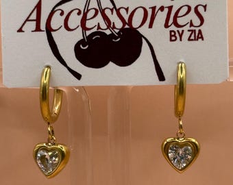 Golden Lover Heart Hoops