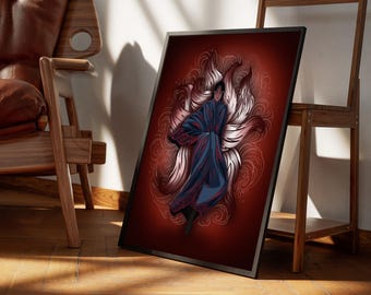 Neunschwänziger Kitsune | Japanische Wandkunst | Digitaler Download