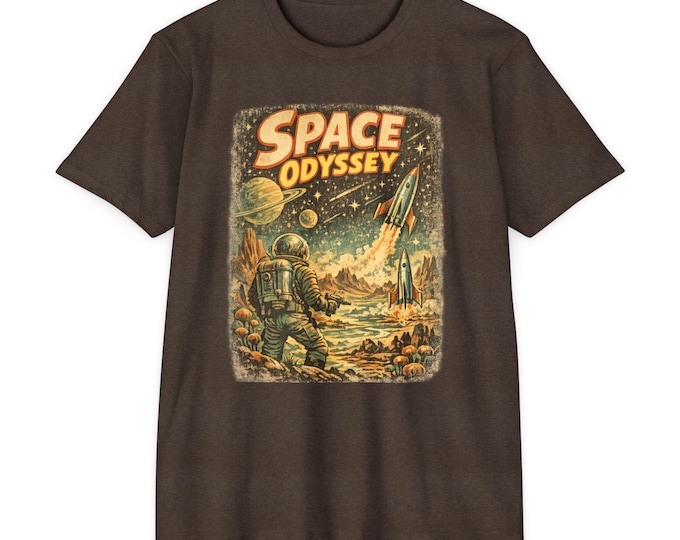 Featured listing image: Space Odyssey astronaut graphic T-shirt | vintage sci-fi rocket tee