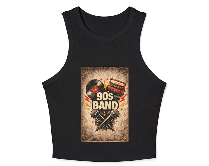 Featured listing image: 90s Band Graphic Racer Tank Top | Vintage Vinyl, Guitar & Cassette
