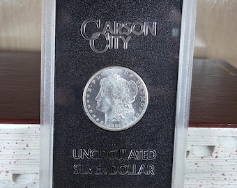 CARSON CITY Morgan-GSA Holder-1884-Vintage Silver Dollar-Uncirculated-Antique