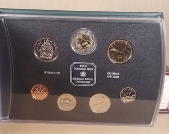 CANADA SPECIMEN Set-1999-Vintage Coins-Royal Canadian Mint-Queen Elizabeth II-Loon-Caribou-Fishing Schooner-Beaver-Maple Leaf