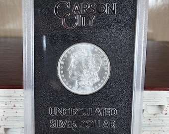 CARSON CITY Morgan-GSA Holder-1882-Vintage Silver Dollar-Uncirculated-Antique
