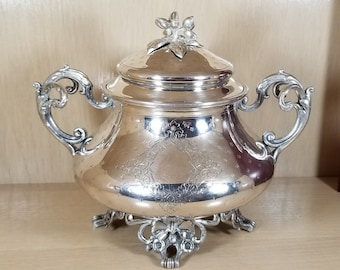 FRENCH SUGAR BOWL-Napoleon lll Style-Antique 1860s-Vintage Sterling Silver