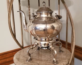 COIN SILVER TEAPOT-Jones Ball & Poor-1846 to 1853-Vintage Boston-Hinged-Burner Stand-Perfect Home Gift-Drinks-Husband-Wife