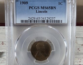 1909 LINCOLN PENNY-Vintage Cent-Graded MS65BN-Antique Coin