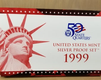 SILVER PROOF Mint Set-1999S-United States Treasury-Vintage Coins-Antique Currency