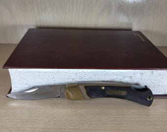 SCHRADE OLD Timer-Golden Bear-Lockback-Vintage USA-Pocket Knife-Antique Cutting Tool-Leather Case
