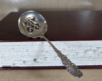 R BLACKINTON BON BON Spoon-Vintage Sterling Silver-Pierced-Scrollwork Bowl