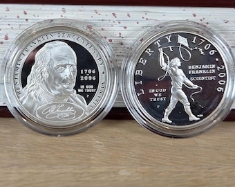 BEN FRANKLIN SILVER Dollars-Vintage 2006-Scientist-Kite-Join or Die-Founding Father-Proof Coin