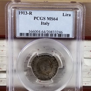 ITALY LIRA-1913-Vintage Italian Coins-MS64-Antique Foreign Currency-Toned