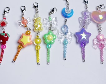 Zawieszka z różdżką dla magicznej dziewczyny | Brelok pastelowy Kawaii