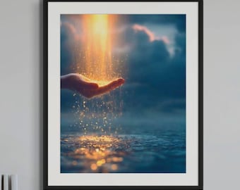 Golden Rain of Miracles Christian Art – Inspirational Home Decor (Digital Download)