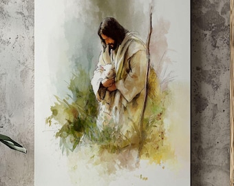 Jesus with Lamb Canvas | Faith Inspired Christian Wall Art