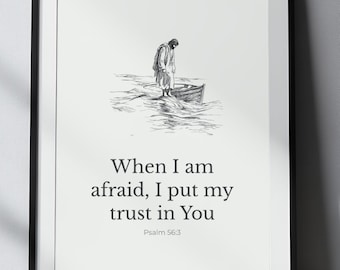 Psalm 56:3 Scripture Art – Peter Walking on Water Christian Print (Digital Download)