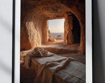 Empty Tomb Resurrection Wall Art - Christian Easter Artwork Digital Download, Faith-Based Decor