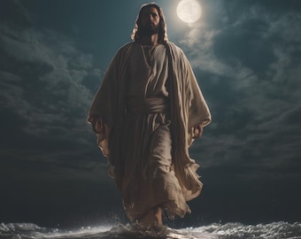 Jesus Walking on Water Canvas | Matte Stretched Wall Art