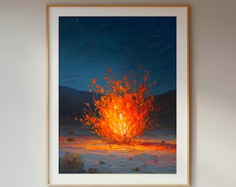 Burning Bush Art Print | Christian Wall Art | Biblical Moses Digital Download | Christian Fire of God Artwork | Faith Decor Printable