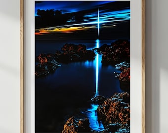 Cross Light Over Water Christian Wall Art - Faith Inspired Home Decor (Digital Download)