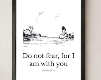 Isaiah 41:10 Wall Art – Hagar in the Wilderness Biblical Illustration, Christian Scripture Printable Faith Decor (Digital Download)