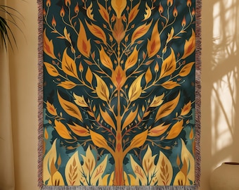 Burning Bush Woven Blanket, Christian Home Decor, Exodus 3 Inspired