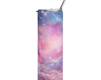 Pink Galaxy Nebula Stainless Steel Tumbler 20oz | Cosmic Sky Drinkware