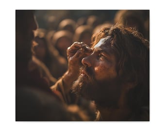 Jesus Healing the Blind Man Canvas Art | Miraculous Faith & Divine Compassion
