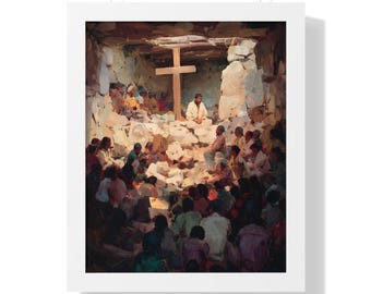 Gospel Preaching in a Broken Land Faith Inspired Art | Christian Missionary Framed Matte Print