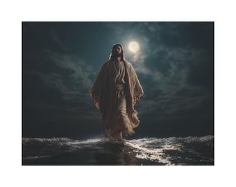 Jesus Walking on Water Canvas | Matte Stretched Wall Art